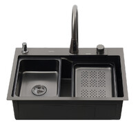 Мойка нерж врезная 680х460х220 т 3,0 ГРАФИТ D6846B+6  (+ сифон) AISI 304 + Подарок (Колландер, фруктовница, доска, 2 смесителя, дозатор) MLN