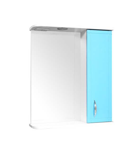 Зеркало-шкаф SANTREK HOME "Мальта-55" (Лазурный) с подсветкой Правый 550*725*180 *