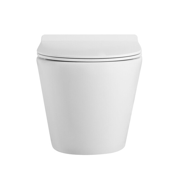 Унитаз подвесной безободковый (Торнадо) HOLLER WIND MW (530*360*350мм, сиденье дюропласт, микролифт) белый матовый