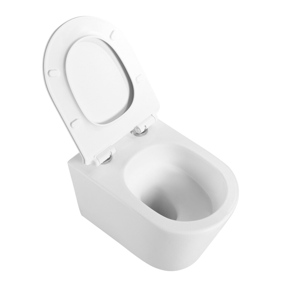 Унитаз подвесной безободковый (Торнадо) HOLLER WIND MW (530*360*350мм, сиденье дюропласт, микролифт) белый матовый