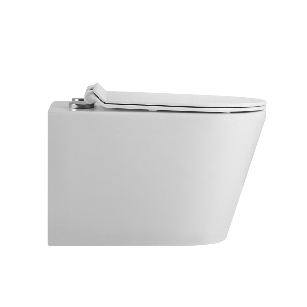 Унитаз подвесной безободковый (Торнадо) HOLLER WIND MW (530*360*350мм, сиденье дюропласт, микролифт) белый матовый