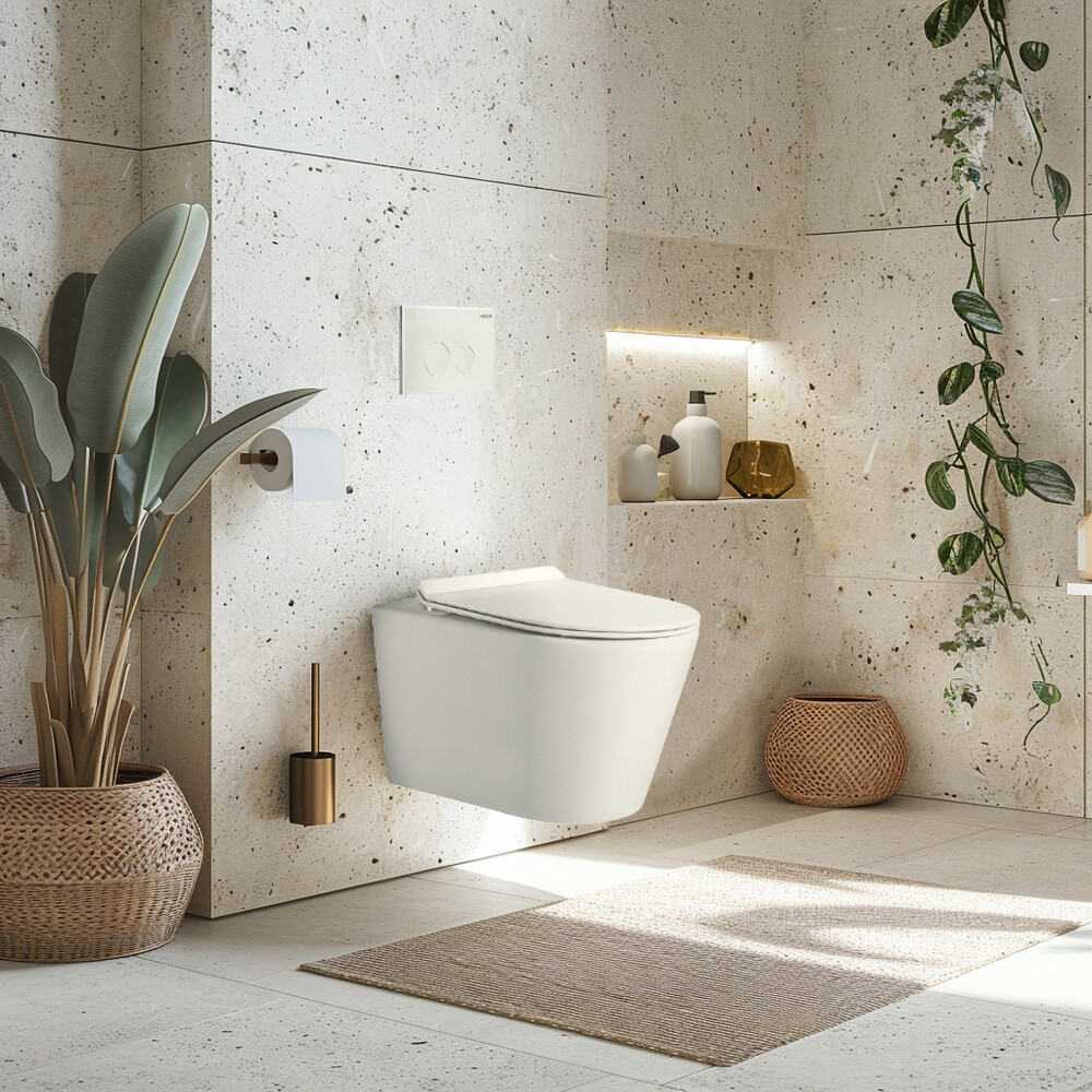 Унитаз подвесной безободковый (Торнадо) HOLLER WIND MW (530*360*350мм, сиденье дюропласт, микролифт) белый матовый