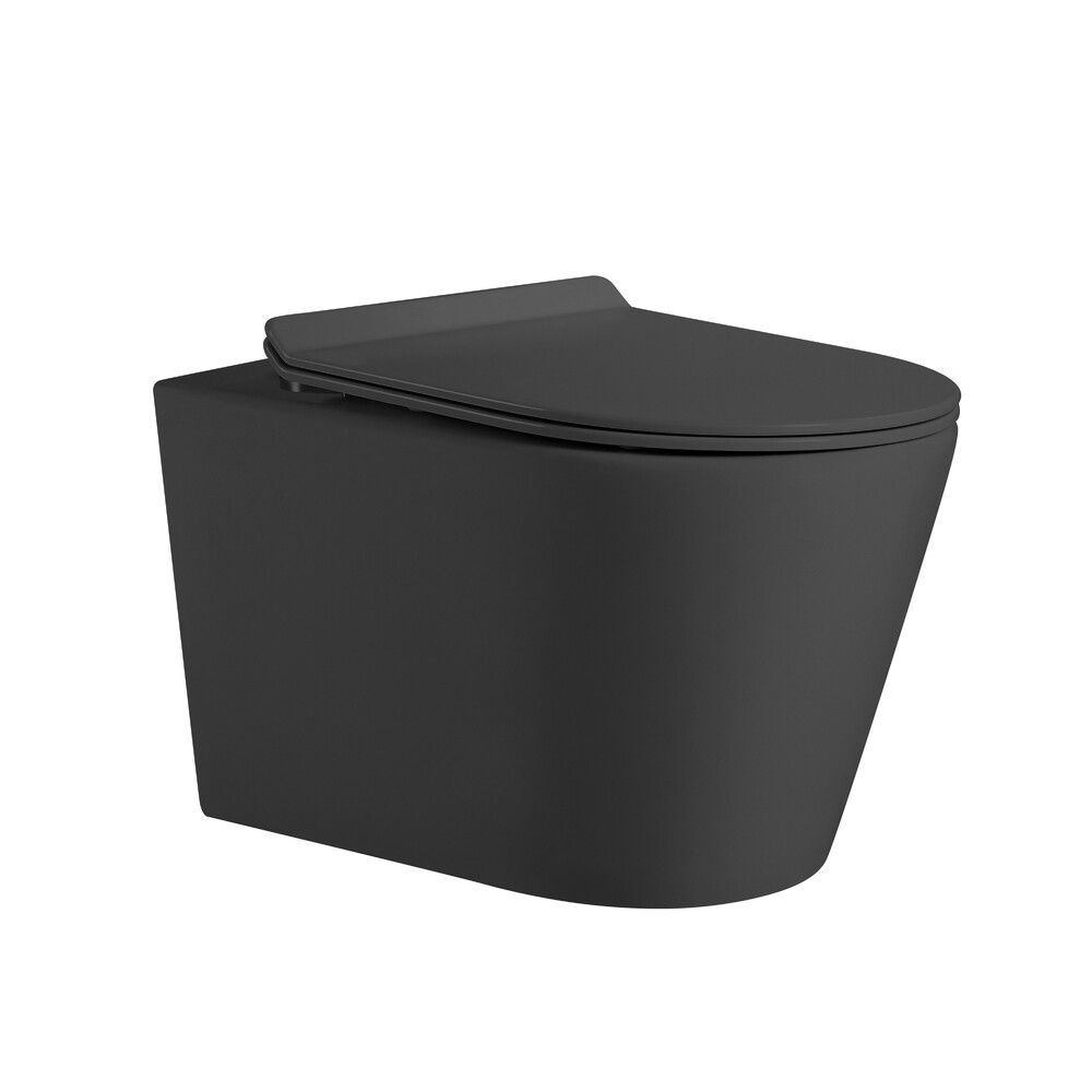 Унитаз подвесной безободковый (Торнадо) HOLLER WIND MDG (530*360*350мм, сиденье дюропласт, микролифт) серый матовый