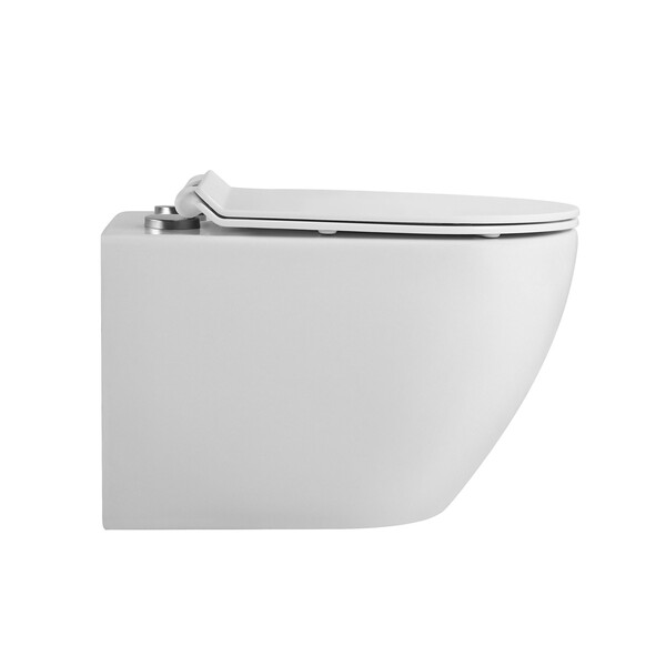 Унитаз подвесной безободковый (Торнадо) HOLLER FLOW MW (530*360*350мм, сиденье дюропласт, микролифт) белый матовый