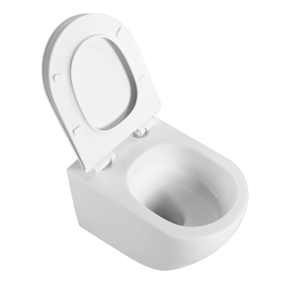 Унитаз подвесной безободковый (Торнадо) HOLLER FLOW MW (530*360*350мм, сиденье дюропласт, микролифт) белый матовый