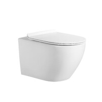 Унитаз подвесной безободковый (Торнадо) HOLLER FLOW MW (530*360*350мм, сиденье дюропласт, микролифт) белый матовый