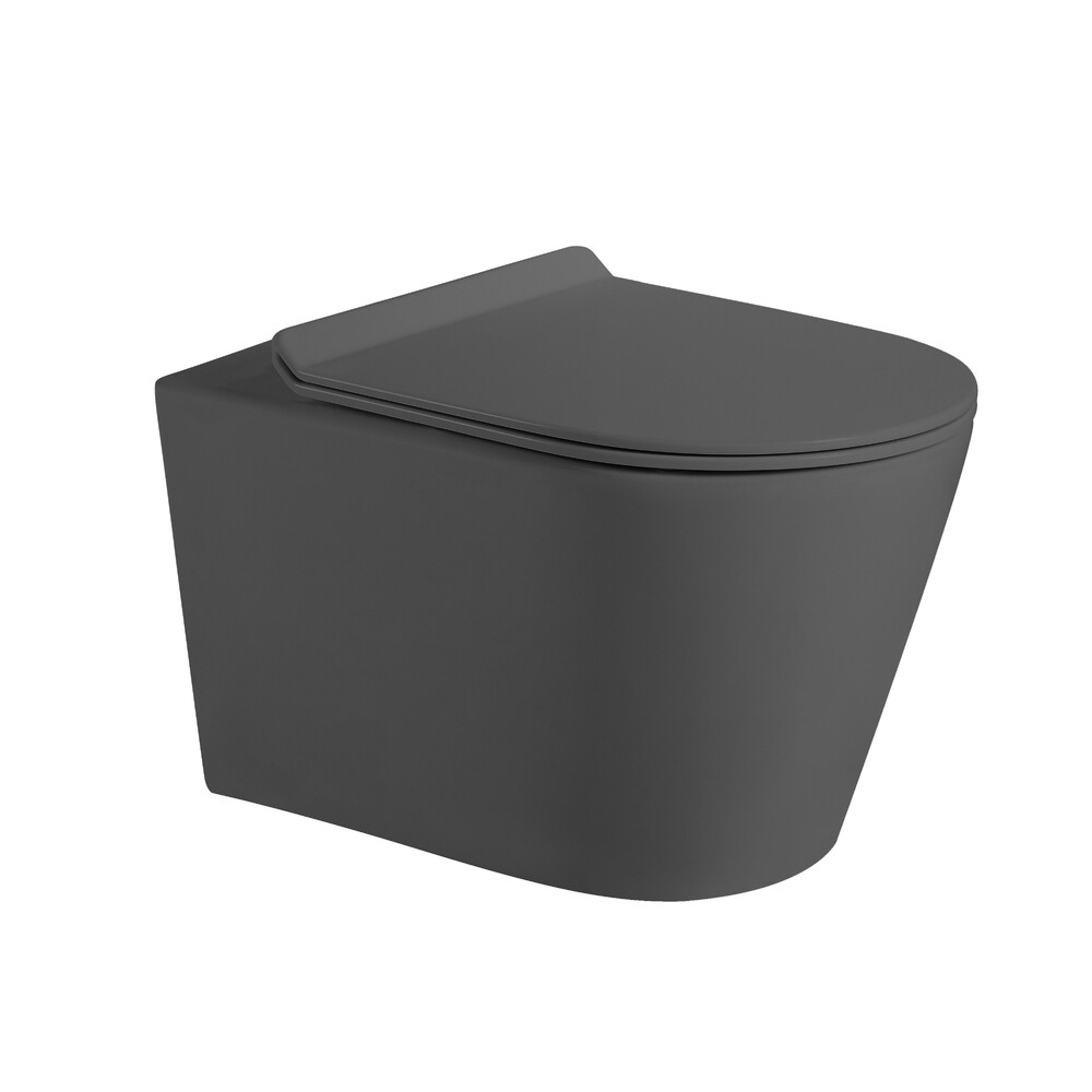  Унитаз подвесной безободковый HOLLER HOST MDG (530*360*350мм, сиденье дюропласт, микролифт) серый матовый