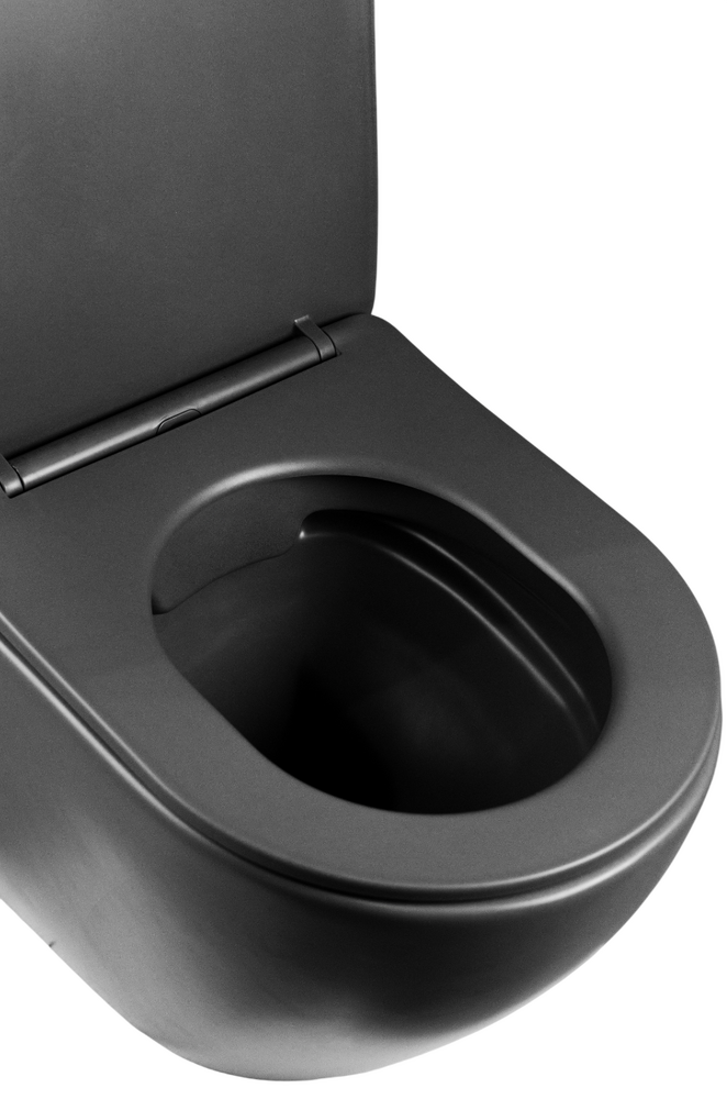 Унитаз подвесной безободковый HOLLER POINT MDG (485*370*365мм, сиденье дюропласт, микролифт) серый матовый