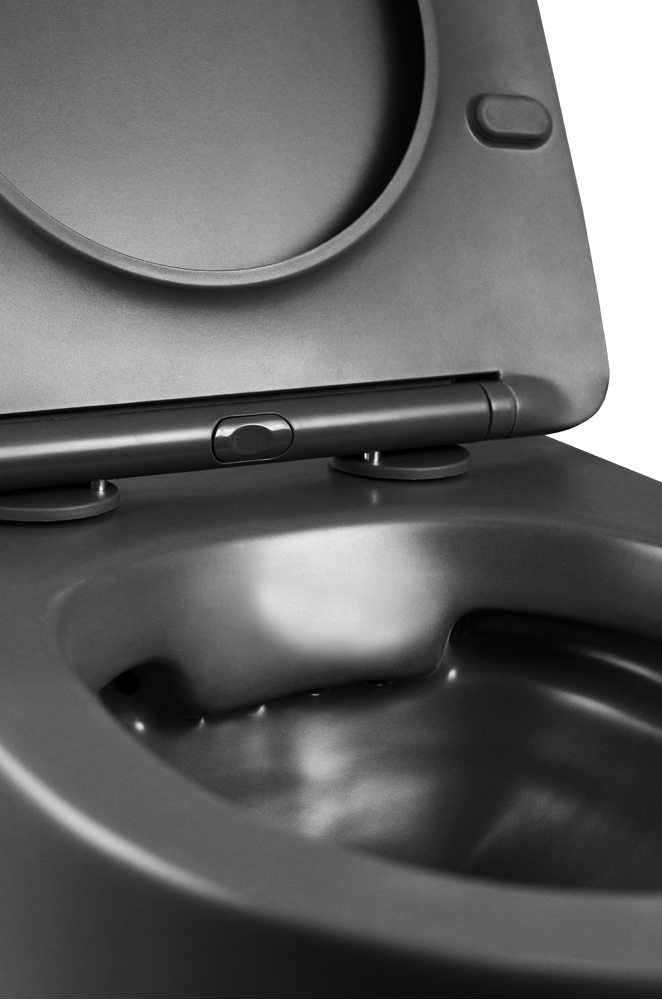 Унитаз подвесной безободковый HOLLER POINT MDG (485*370*365мм, сиденье дюропласт, микролифт) серый матовый