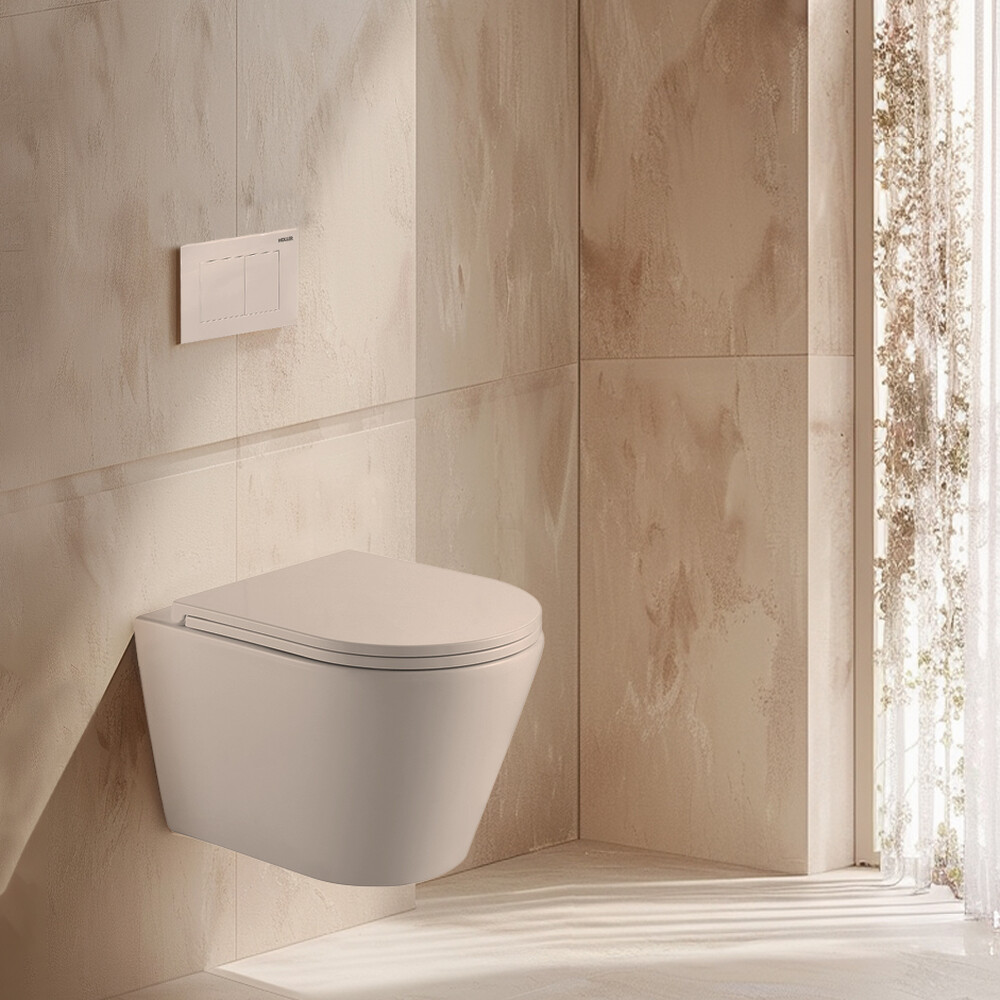  Унитаз подвесной безободковый HOLLER SHELL MW (480*365*360мм, сиденье дюропласт, микролифт) белый матовый