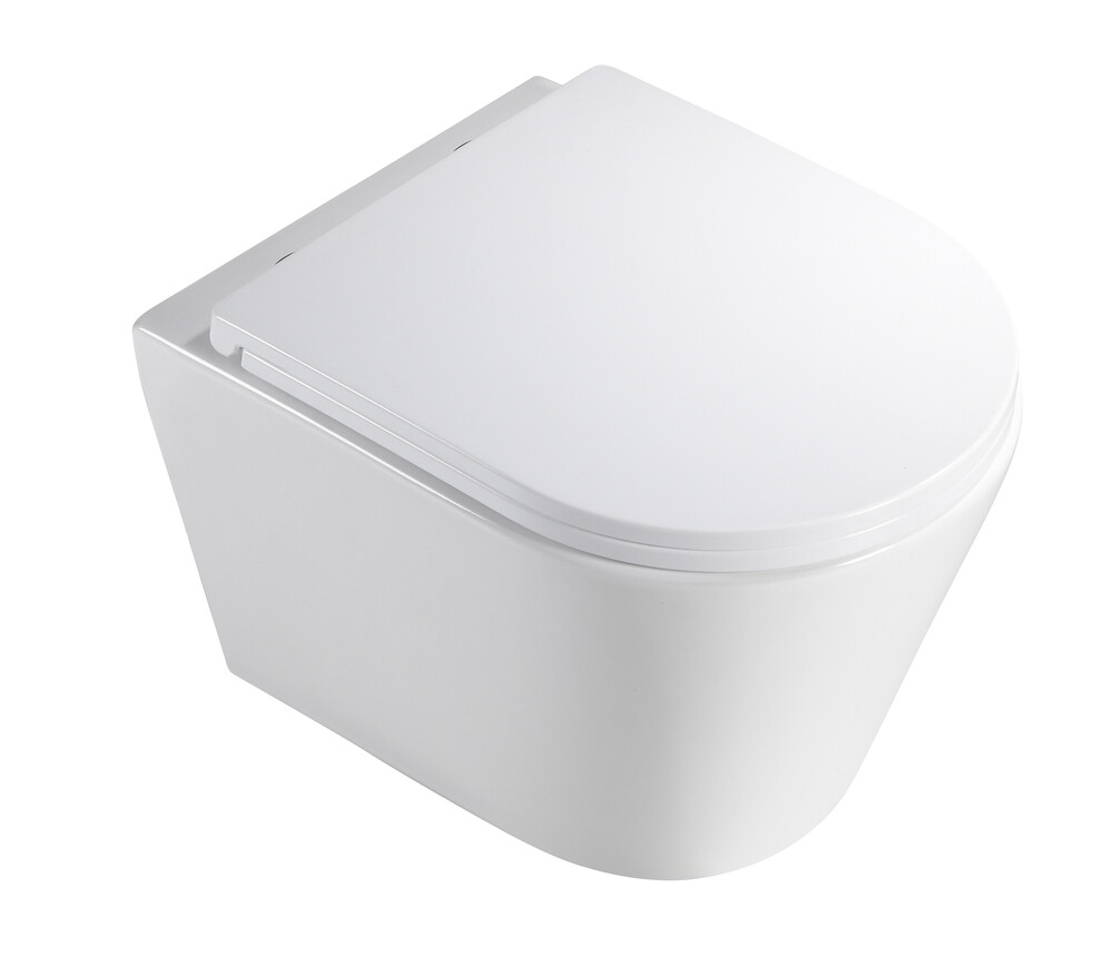  Унитаз подвесной безободковый HOLLER SHELL MW (480*365*360мм, сиденье дюропласт, микролифт) белый матовый