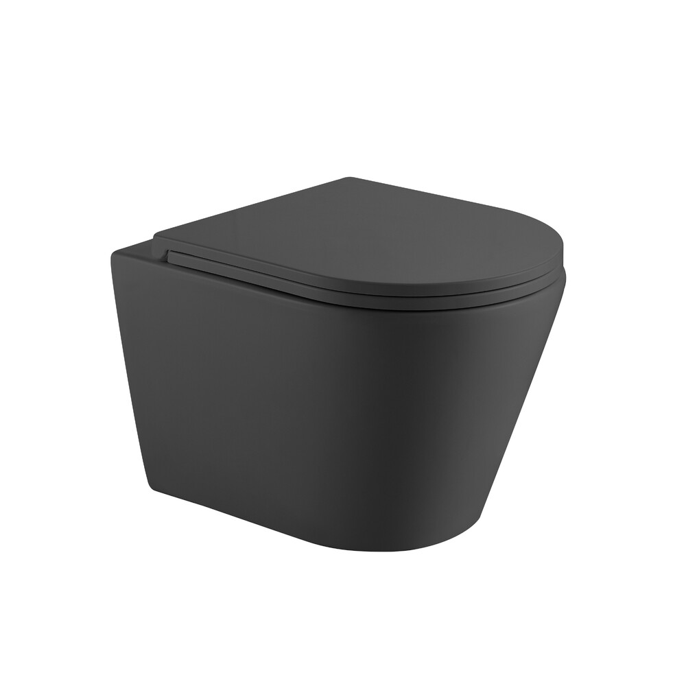  Унитаз подвесной безободковый HOLLER SHELL MDG (480*365*360мм, сиденье дюропласт, микролифт) серый матовый