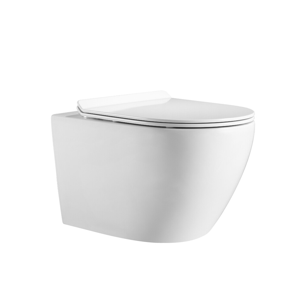  Унитаз подвесной безободковый HOLLER WALL MW (530*360*350мм, сиденье дюропласт, микролифт) белый матовый