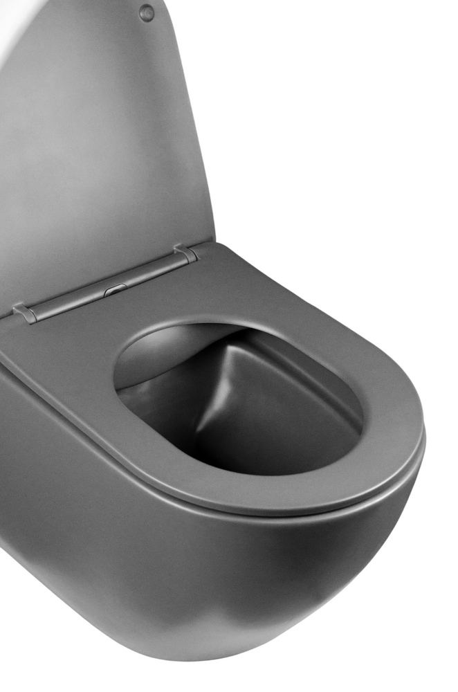  Унитаз подвесной безободковый HOLLER WALL MDG (530*360*350мм, сиденье дюропласт, микролифт) серый матовый