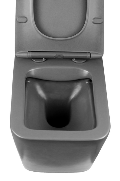 Унитаз подвесной безободковый HOLLER BLOCK MDG (520*340*355мм, сиденье дюропласт, микролифт) серый матовый