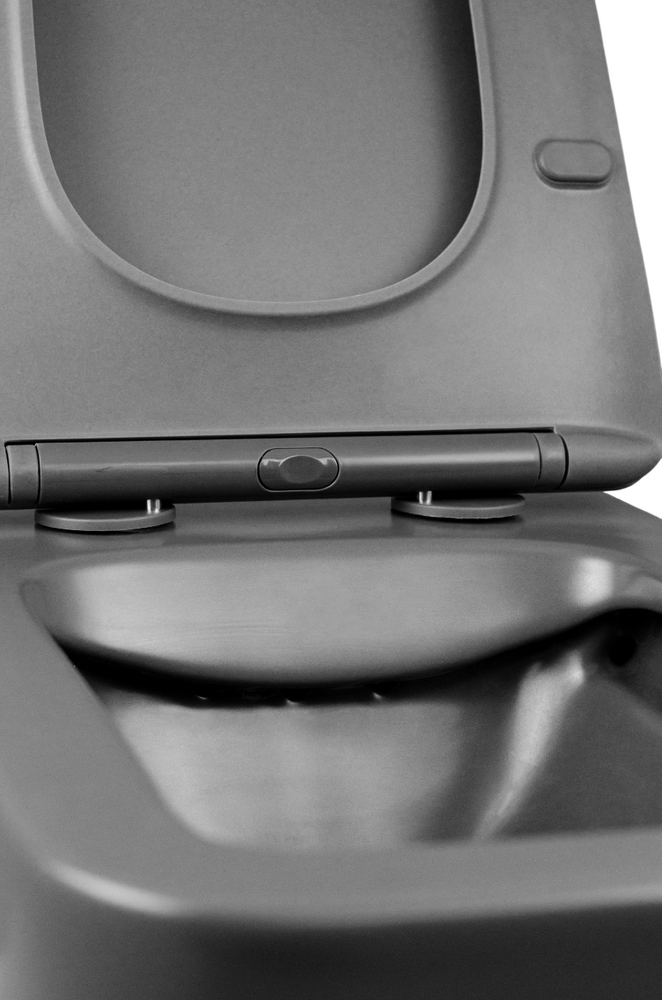 Унитаз подвесной безободковый HOLLER BLOCK MDG (520*340*355мм, сиденье дюропласт, микролифт) серый матовый