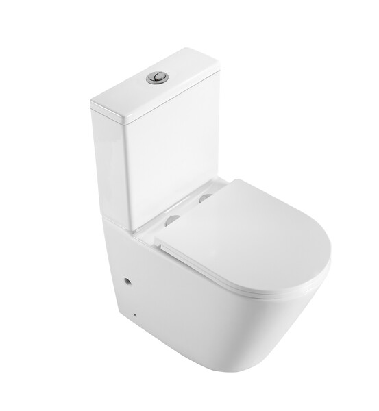  Унитаз-компакт безободковый HOLLER SLIM MW (сиденье дюропласт с микролифтом, арматура 2-х режимная)  (2 места) белый матовый   РАСПРОДАЖА !!!