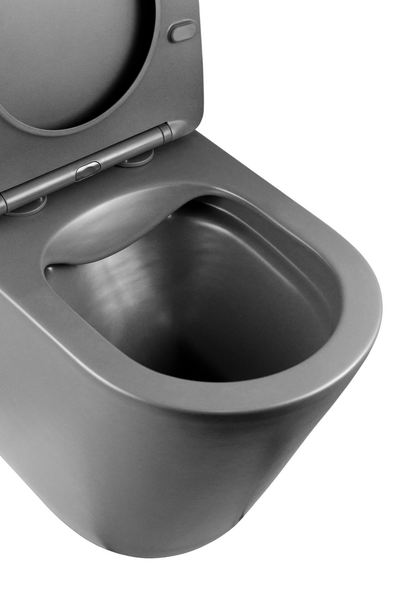 Унитаз-компакт безободковый HOLLER SLIM MDG (620*360*820мм, сиденье дюропласт с микролифтом, арматура 2-х режимная)  (2 места) серый матовый