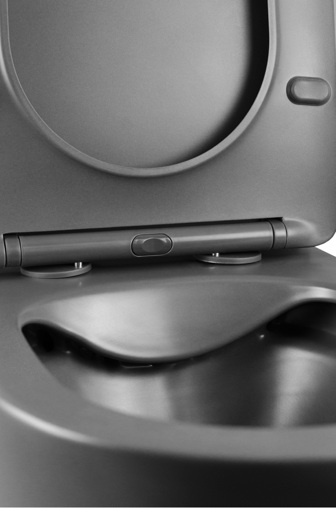 Унитаз-компакт безободковый HOLLER SLIM MDG (620*360*820мм, сиденье дюропласт с микролифтом, арматура 2-х режимная)  (2 места) серый матовый