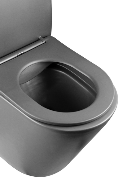 Унитаз-компакт безободковый HOLLER SLIM MDG (620*360*820мм, сиденье дюропласт с микролифтом, арматура 2-х режимная)  (2 места) серый матовый