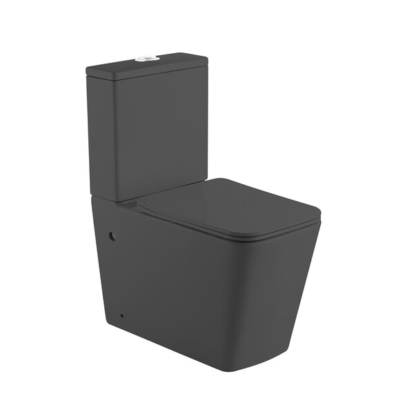 Унитаз-компакт безободковый HOLLER BOX MDG (сиденье дюропласт с микролифтом, арматура 2-х режимная)  (2 места) серый матовый