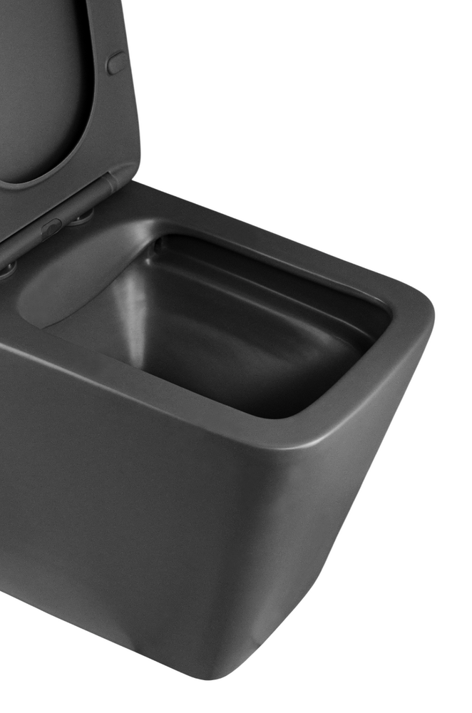 Унитаз-компакт безободковый HOLLER BOX MDG (сиденье дюропласт с микролифтом, арматура 2-х режимная)  (2 места) серый матовый