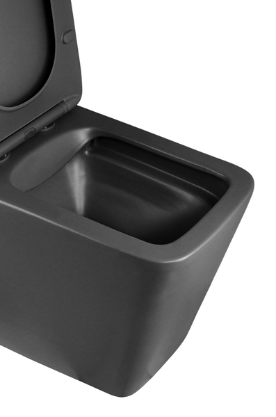 Унитаз-компакт безободковый HOLLER BOX MDG (сиденье дюропласт с микролифтом, арматура 2-х режимная)  (2 места) серый матовый