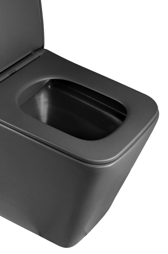 Унитаз-компакт безободковый HOLLER BOX MDG (сиденье дюропласт с микролифтом, арматура 2-х режимная)  (2 места) серый матовый