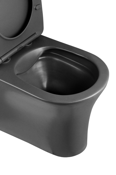 Унитаз-компакт безободковый HOLLER SIT MDG (620*370*820мм, сиденье дюропласт с микролифтом, арматура 2-х режимная)  (2 места) серый матовый