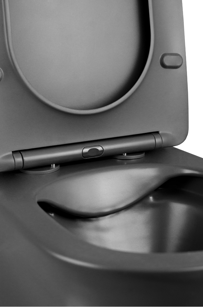 Унитаз-компакт безободковый HOLLER SIT MDG (620*370*820мм, сиденье дюропласт с микролифтом, арматура 2-х режимная)  (2 места) серый матовый