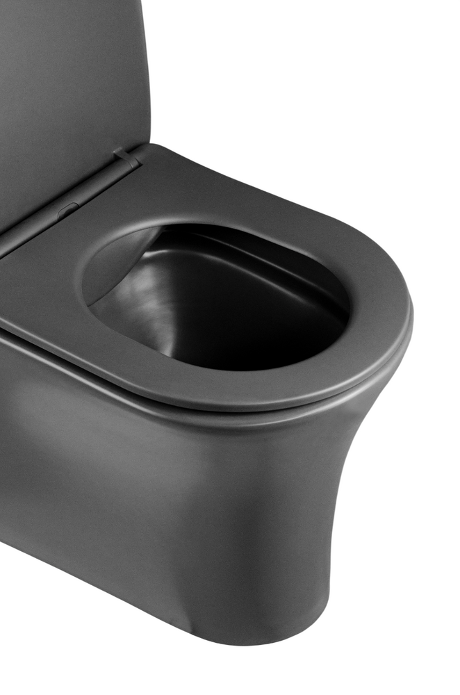 Унитаз-компакт безободковый HOLLER SIT MDG (620*370*820мм, сиденье дюропласт с микролифтом, арматура 2-х режимная)  (2 места) серый матовый