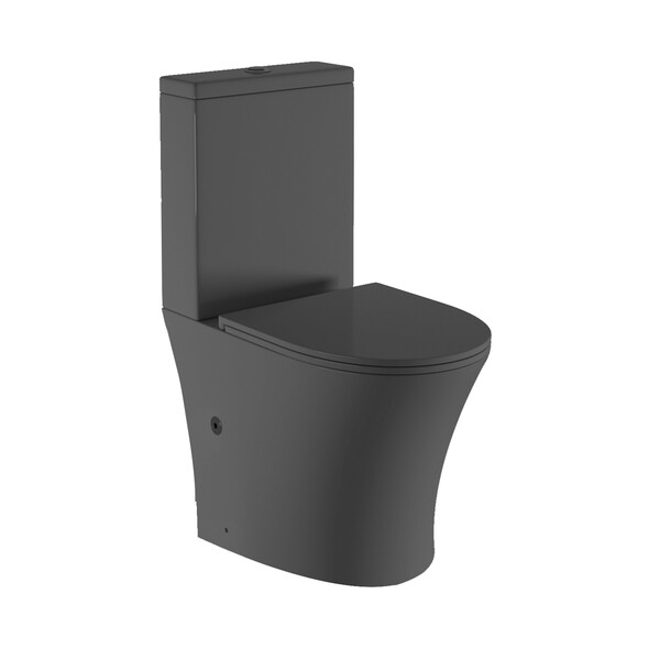 Унитаз-компакт безободковый HOLLER SIT MDG (620*370*820мм, сиденье дюропласт с микролифтом, арматура 2-х режимная)  (2 места) серый матовый