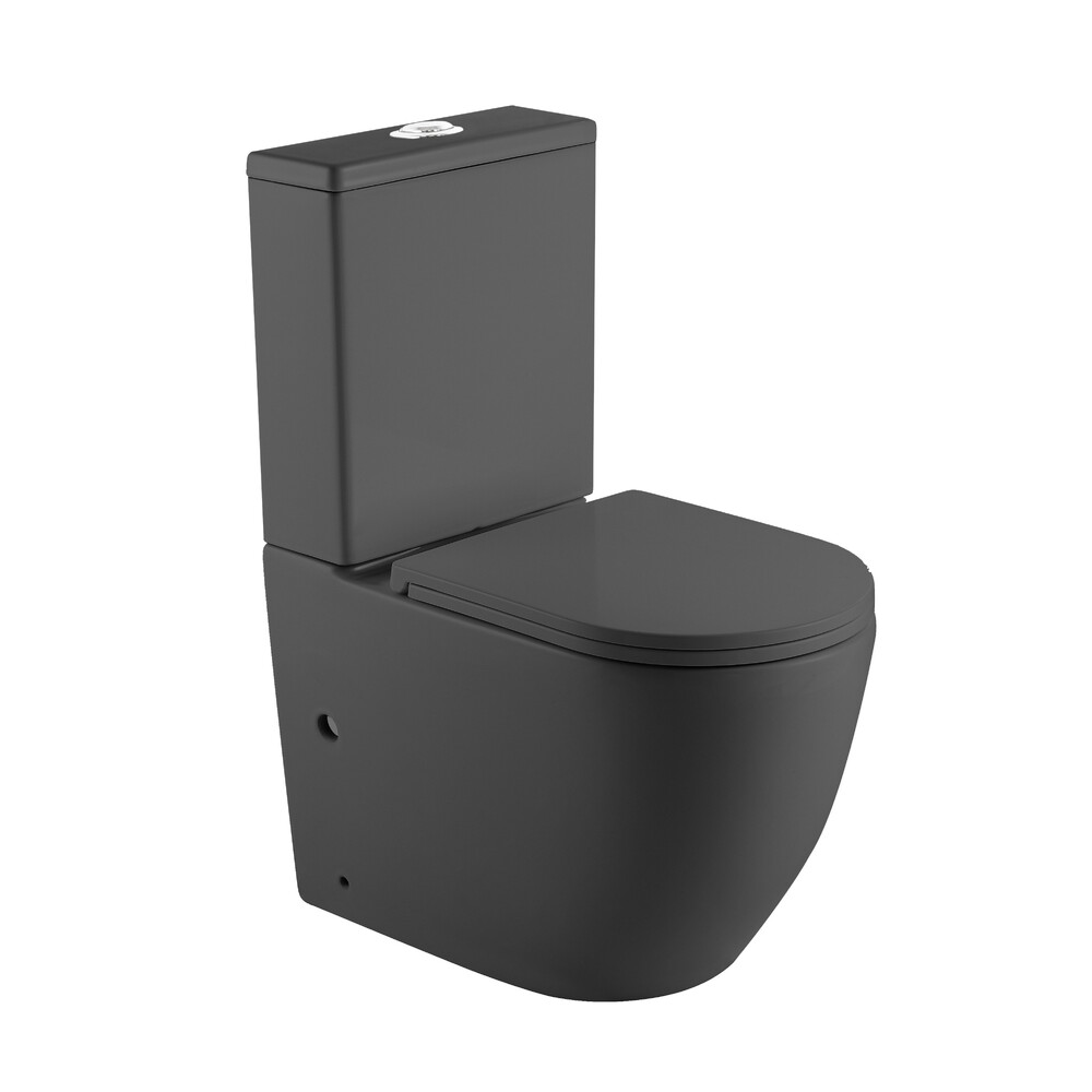 Унитаз-компакт безободковый HOLLER WEST MDG (сиденье дюропласт с микролифтом, арматура 2-х режимная)  (2 места) серый матовый