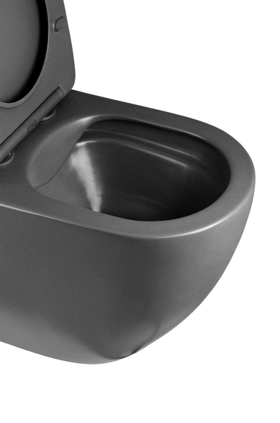 Унитаз-компакт безободковый HOLLER WEST MDG (сиденье дюропласт с микролифтом, арматура 2-х режимная)  (2 места) серый матовый