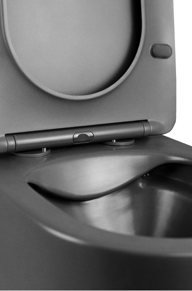 Унитаз-компакт безободковый HOLLER WEST MDG (сиденье дюропласт с микролифтом, арматура 2-х режимная)  (2 места) серый матовый