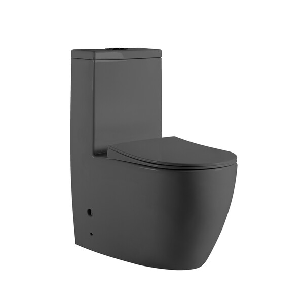 Унитаз-моноблок безободковый HOLLER MONO MDG (685*370*825мм, сиденье дюропласт с микролифтом, арматура 2-х режимная)  (1 место) серый матовый