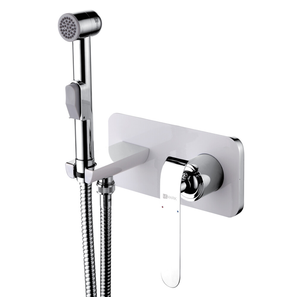 LM4919CW Меланж Смеситель с гигиеническим душем, встраиваемый, хром/белый LEMARK