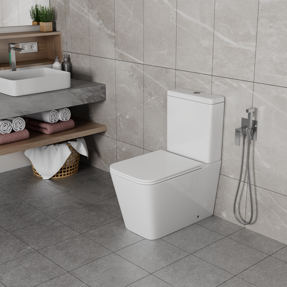 Унитаз-компакт безободковый D&K Berlin DT1437016, 610*345*825мм, сиденье микролифт, белый (2 части)