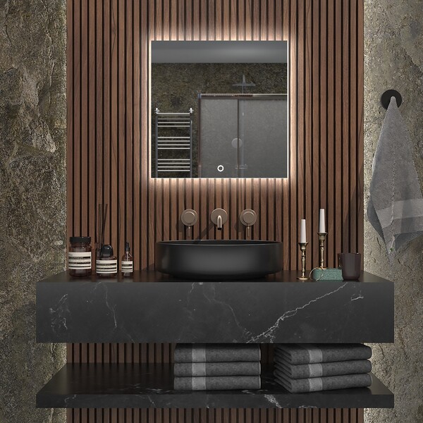 Зеркало SANTREK HOME с фронтальной LED подсветкой "КРОНАС" 500х500мм квадрат.