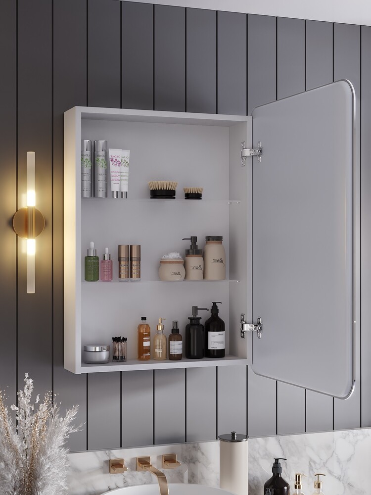 Зеркало-шкаф SANTREK HOME с LED подсветкой правое "ХЕЛЕНА" 500х800мм белый