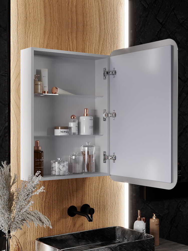 Зеркало-шкаф SANTREK HOME с LED подсветкой правое "ГЕРДА" 500х800мм