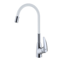 LM0415C-White Linara Смеситель для кухни, с гибким изливом, хром/белый LEMARK 