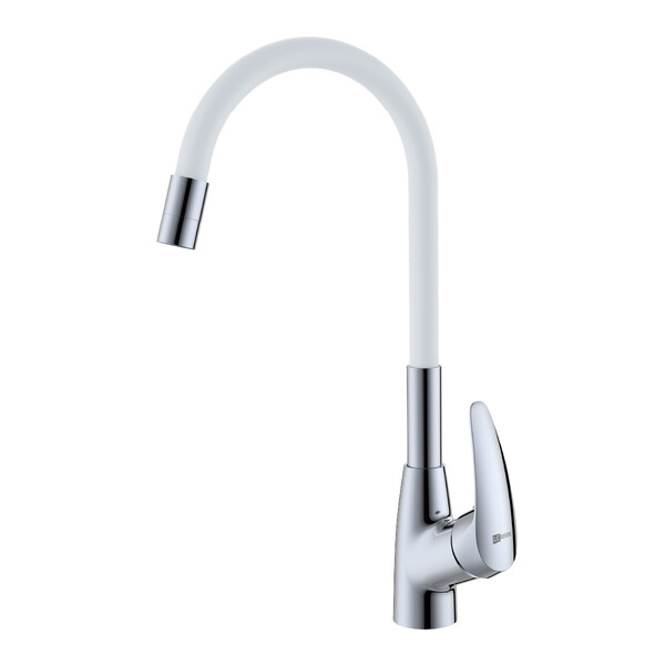 LM0415C-White Linara Смеситель для кухни, с гибким изливом, хром/белый LEMARK 