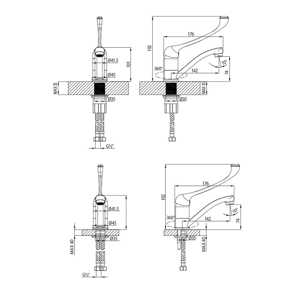 LM4637C Project Смеситель для кухни/умывальника с локтевой рукояткой, хром LEMARK  