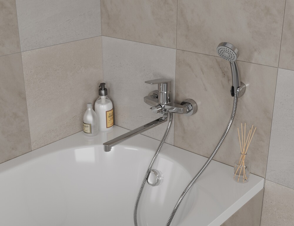 Смеситель для ванны с длинным поворотным изливом RUSH Bali (BA3835-51), (хром)