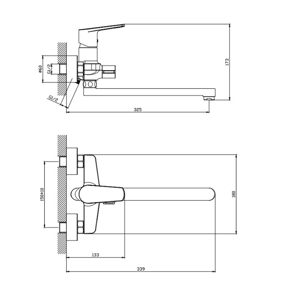 Смеситель для ванны с длинным поворотным изливом RUSH Bali (BA3835-51), (хром)