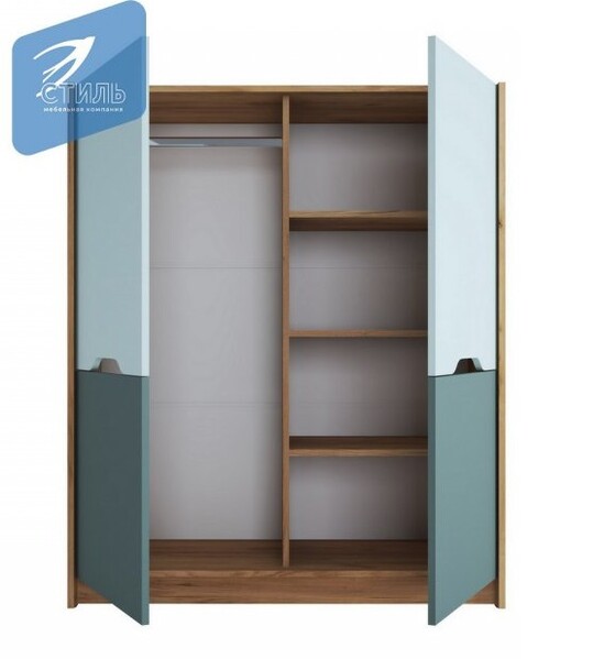 RICH Шкаф ШК-004 Корпус - Дуб Крафт золотой    Фасад ЛДСП - Мята / Сумеречный голубой  (2 места) ЧЭ470 СНЯТО