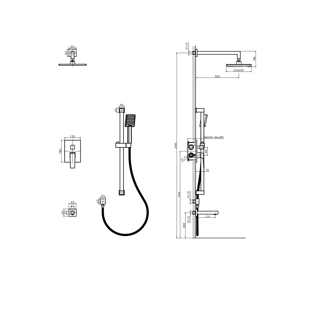 Встроенная душевая система, 3 режимная RUSH Thira (TR3635-60) хром