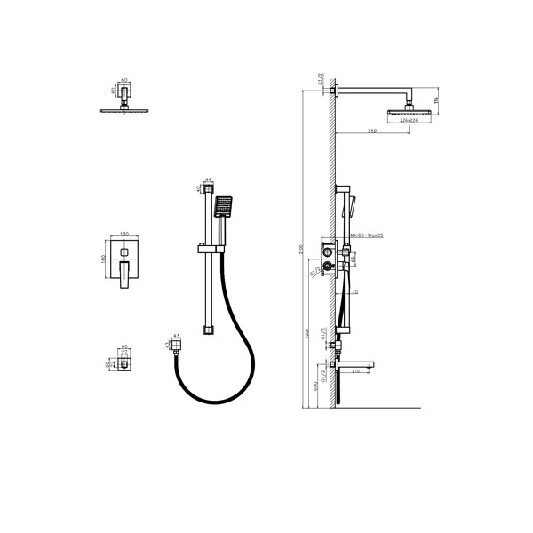 Встроенная душевая система, 3 режимная RUSH Thira (TR3635-60) хром