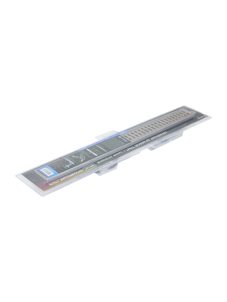 Линейный душевой трап SANTREK AQUA  A-70800 нерж 70*800мм (неповоротный горизонтальный выпуск, ф40)  сухой затвор и гидрозатвор